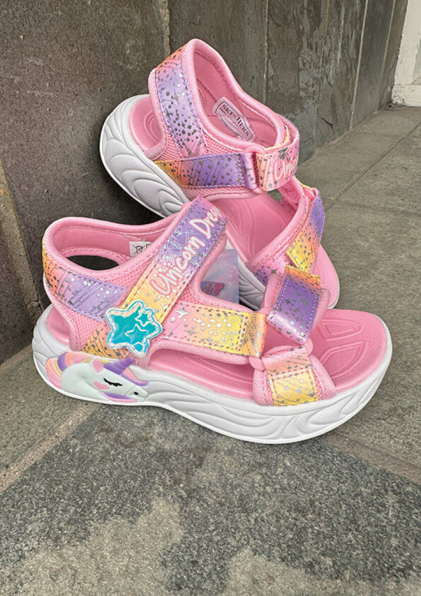 auroch forbrydelse øjenvipper Skechers børne sandal pink - Farverige blinke sandaler - SØS