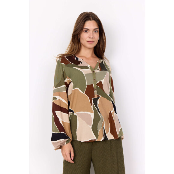 Soyaconcept  - Soyaconcept Bluse Army/Brun Mix