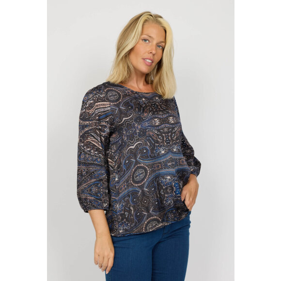 2-Biz - 2-Biz bluse Navy/Brun Mix